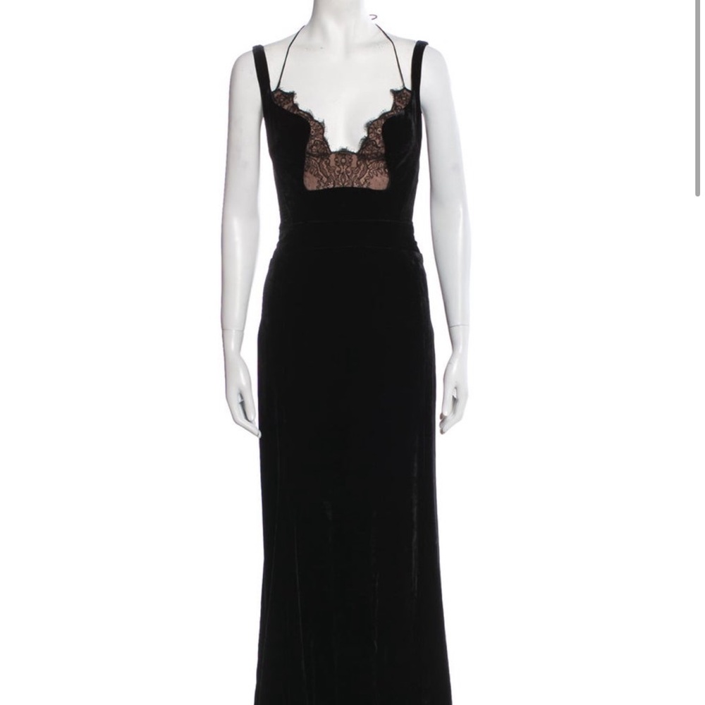 SOLD Black Lace-paneled Velvet Gown